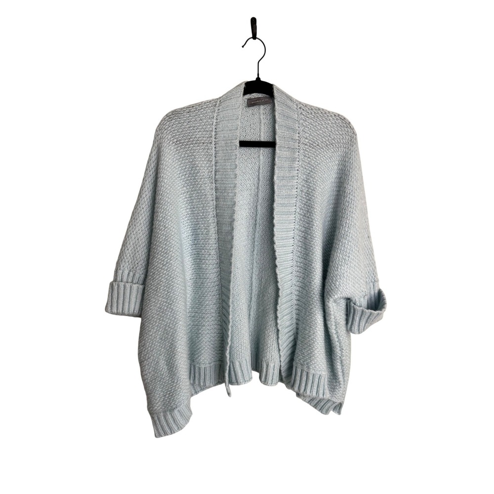 Wooden Ships Mohair Wool Knit Cardigan XS Baby Blue Slouchy Open Front Boxy